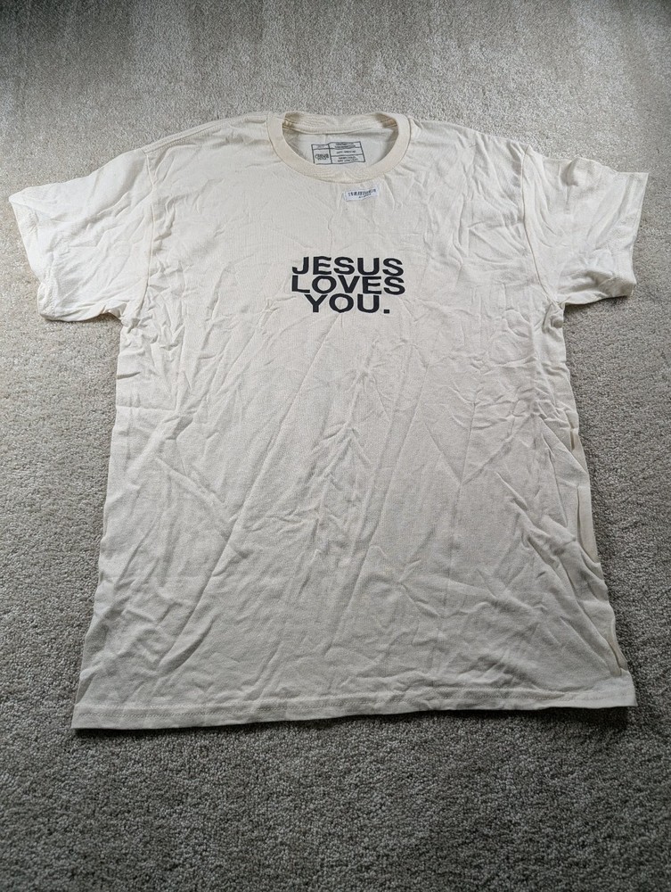 JLY Jesus Loves You T-Shirt Men’s Medium Cotton Crew Neck White