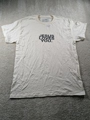 JLY Jesus Loves You T-Shirt Men’s Medium Cotton Crew Neck White