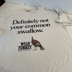 Vintage Wild Turkey Shirt Adult Large Beige Ringer 70s Made In USA Single Stitch