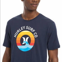 Hurley Mens Graphic Print Logo Short Sleeve T-Shirt – Blue, L