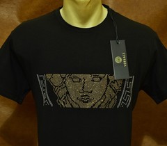Men’s Versace Medusa Style Rhinestone T-Shirt Rust Luxury Designer US Size L