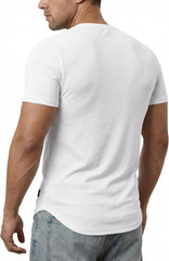 JMIERR Mens Muscle Slim T Shirts Texture V Neck Longline Henley Gym Workout Athl