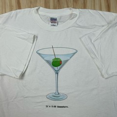 Vintage Y2K It’s 5 O’clock Somewhere Martini White T shirt Resort Fun Summer XL