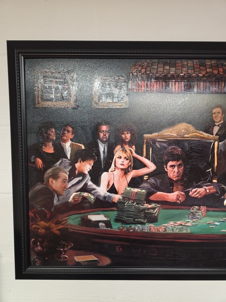 Scarface With Other Famous Crime Families, Sopranos, God Father Painting -Rare