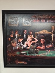 Scarface With Other Famous Crime Families, Sopranos, God Father Painting -Rare