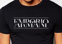 Emporio Armani Black Men’s Cottoon T-Shirt Borgonuovo’11 ,Size M*L*XL*XXL,XXXL
