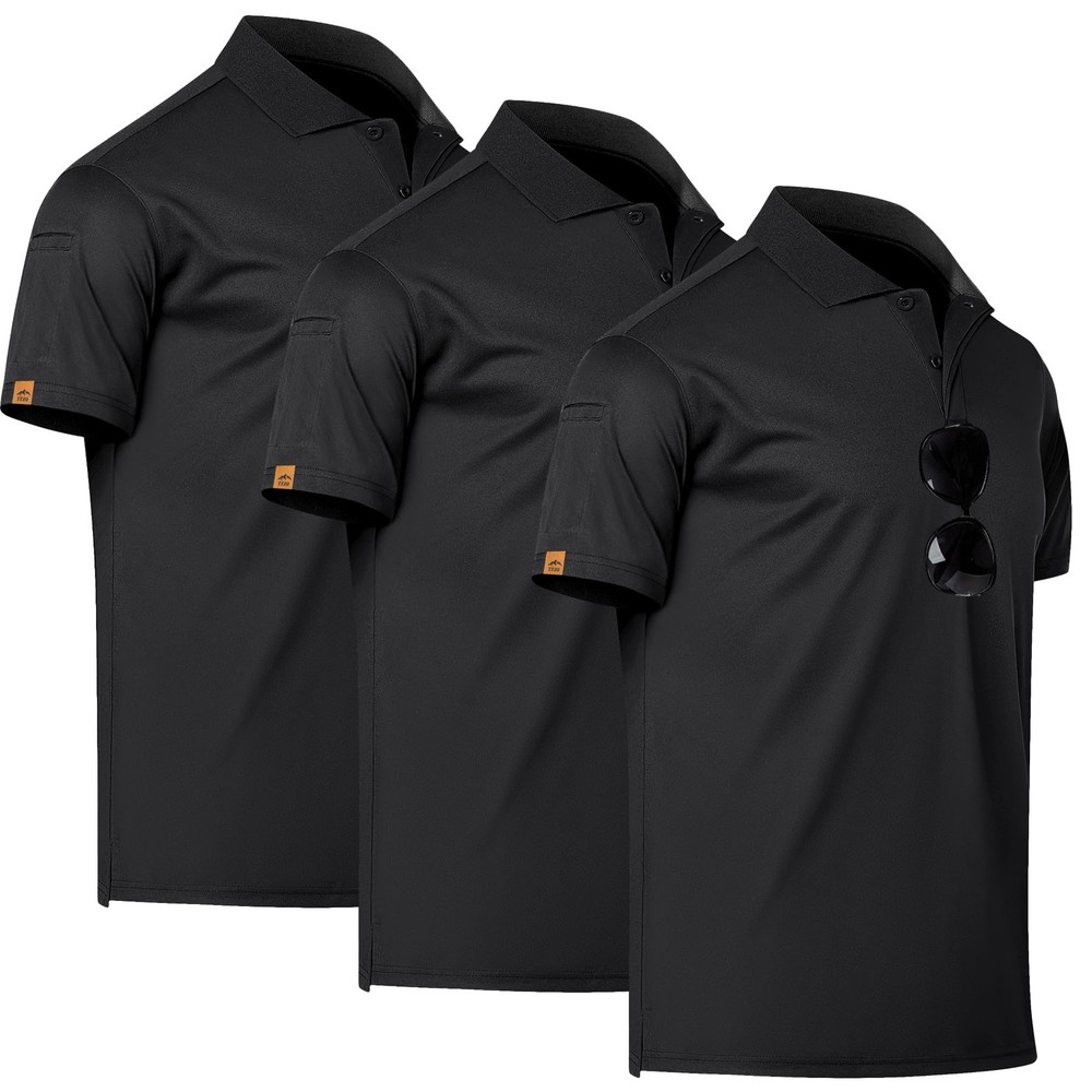 Mens Golf Polo Shirts Short Sleeve Moisture Wicking Dry Fit Tactical T-Shirt