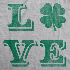 Mens LOVE Lucky Clover T Shirt Saint Patricks Day Shamrock St Patty Top Irish