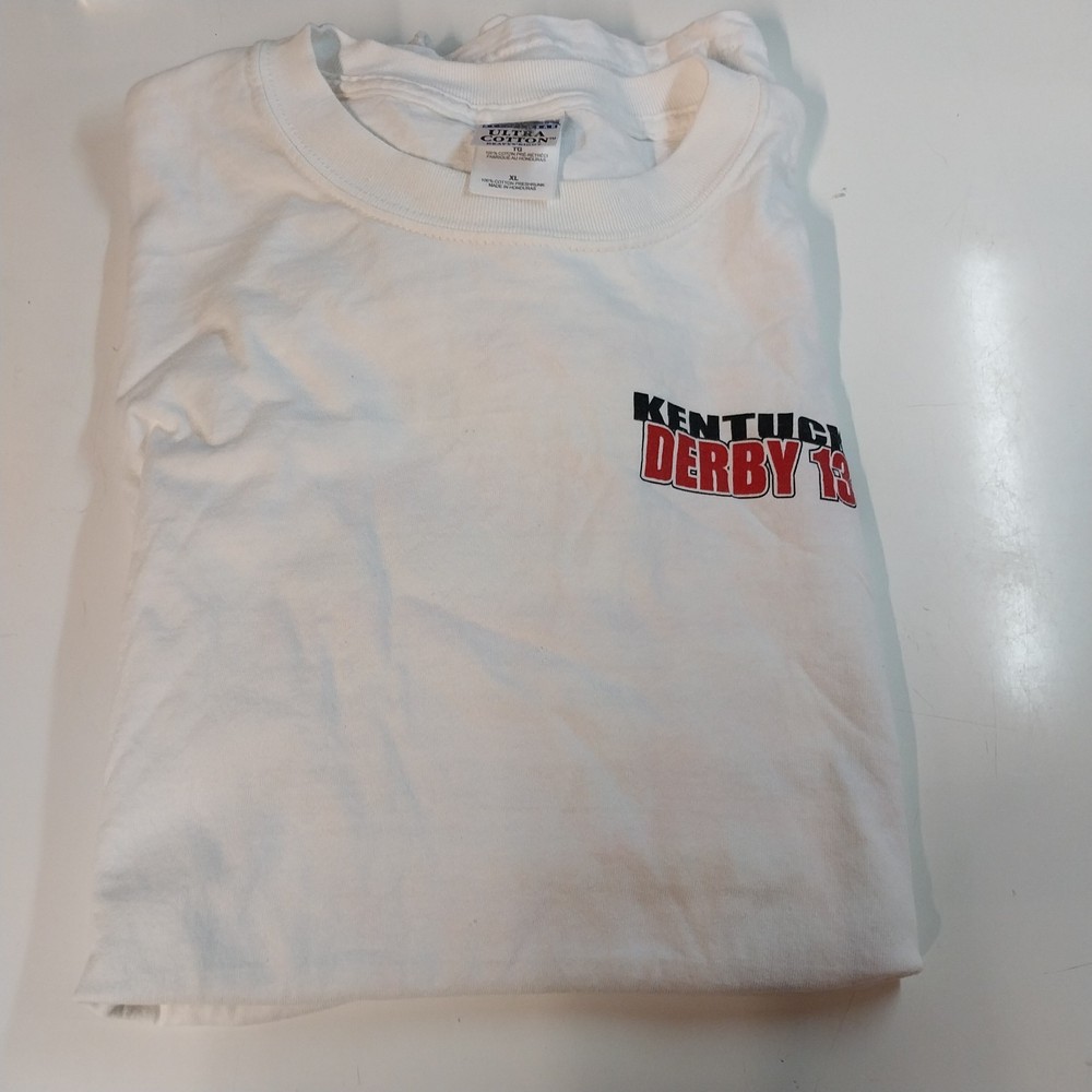 Vintage Kentucky Derby 131 T-Shirt XL White Graphic Tee Heavyweight USA Horse…