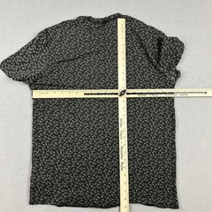 AllSaints Shirt Men Small Black Floral Graphic Suede Pocket Infinate Crew Tee S