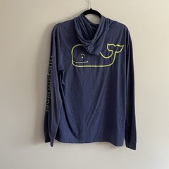 Vineyard Vines Men’s SZ M Blue/Green Drawstring Hooded Long Sleeve T-Shirt