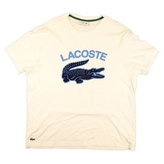 Lacoste Shirt Mens XLARGE White Short Sleeve Logo Graphic Crew Neck Size XL 6