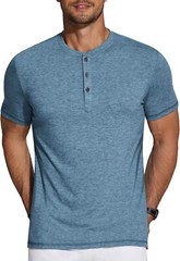 Men’s Short Sleeve Henley Shirt Casual Summer Tee Lightweight Breathable Solid T