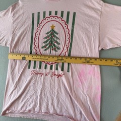 Super Mrkt Merry & Bright Christmas Tree Graphic Tee Pink Unisex Size M/L Fair