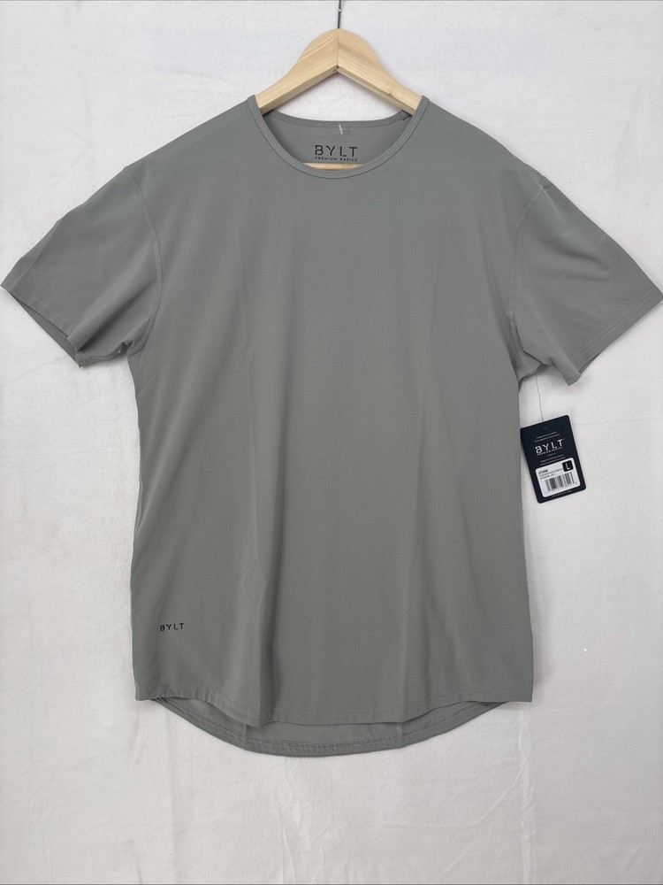 NEW BYLT Drop Cut SS Shirt Mens Large Grey BYLT Blend Premium Basics Tee