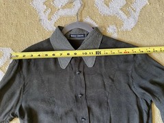 Henry Duarte Olive Ombre Paisley Shirt Pearl Butts Bell Sleeves Y2K 2000sUSA M