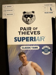 Pair of Thieves Men’s 3pk SuperiAir Cotton Tank Top Black Size L Large (34-36″)