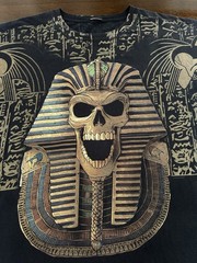 Vintage Liquid Blue Shirt Egyptian Skull Pharaoh Graphic Tee Black Mens Size XXL