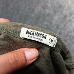 Buck Mason Shirt Mens Medium Green Cotton Crew Neck Tee Drop Cut USA Huckberry