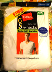 Hanes Men’s tagless V-Necks T-Shirts White 6 Pack Size XL/XG NEW