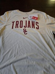 NWT USC Trojans Nike Tri Blend Soft Cotton Cream Shirt Mens Large