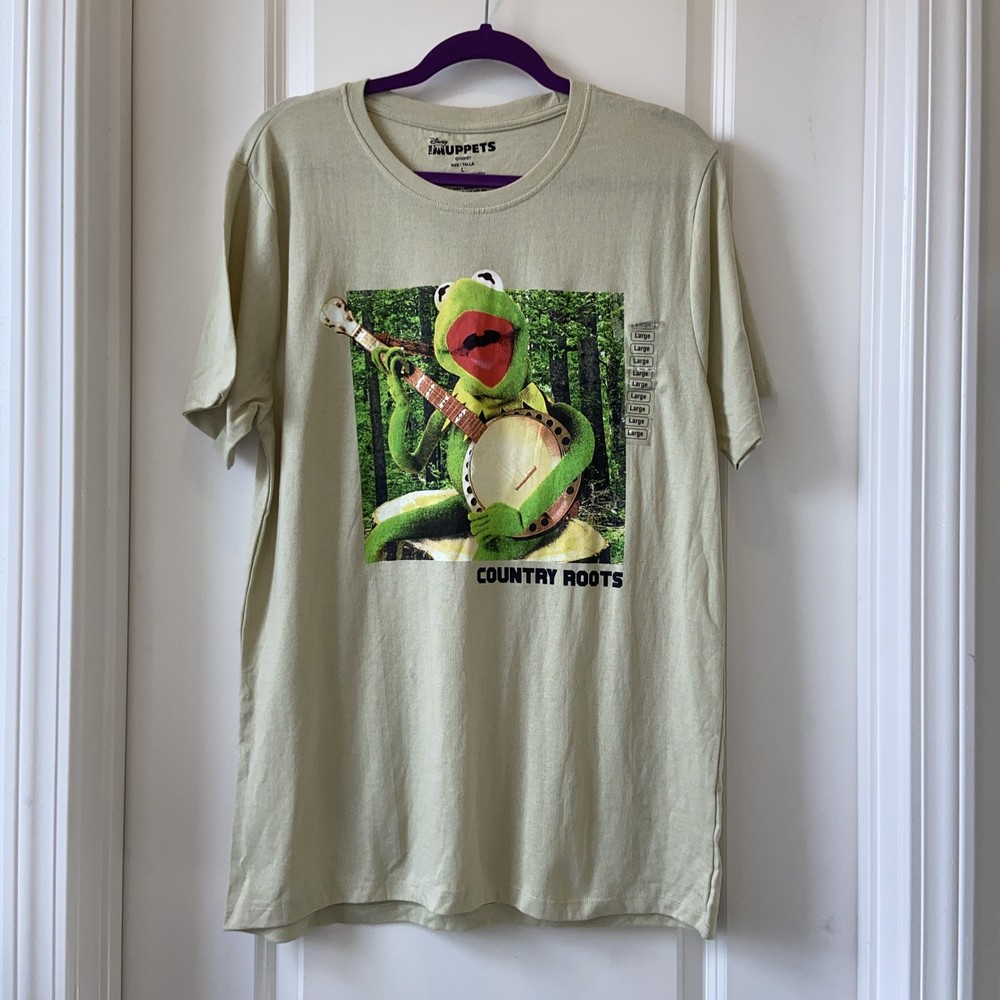 Disney The Muppets Kermit The Frog Country Roots Shirt Short Sleeve Mens L FLAW
