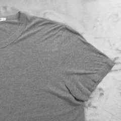 Buck Mason Slub Shirt Mens Large Gray Tri-Blend Crewneck Soft Tee Curved Hem