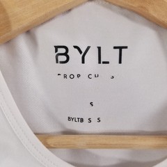 BYLT Shirt Mens Small White Drop Cut Lux Performance Athleisure Gym Commute