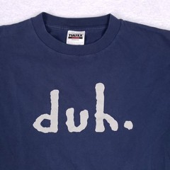 Vintage Tultex Duh Graphic T-Shirt Mens Large Navy Blue Cotton Short Sleeve Tee