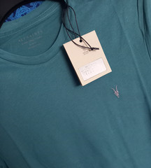 AllSaints Brace Embroidered Logo Crew T-Shirt in XS MD131G (Multiple Colours)