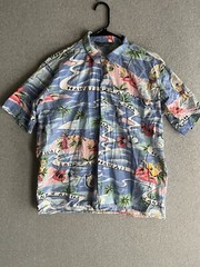 VTG Le Tigre Shirt Mens Medium Hawaiian Tropical Beach Resort Coastal
