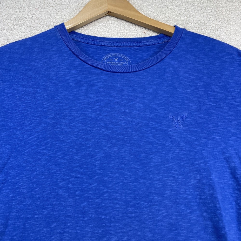 American Eagle T-Shirt Mens Medium Blue AE Legend Athletic Fit Slub Knit Logo