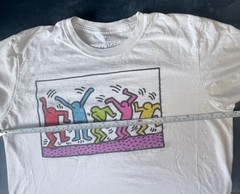 Keith Haring Foundation Dancing Figures T-Shirt Colorful White Short Sleeve Sz M