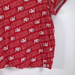 Aeropostale A87 Casual T-Shirt Men 3XL Spellout Logo All Over Print Short Sleeve