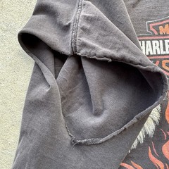 Vtg Harley Davidson Untamed Tiger Flame T Shirt XL Chopped Cut Sleeves Spokane
