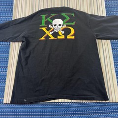 Vintage Chi Omega Kappa Sigma Shirt Mens XL Black Skull Greek Fruit Loom Tee 90s