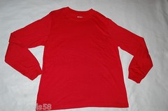 Mens L/S Tee Shirt BRIGHT RED Chest Pocket SOLID COLOR Size XL 46-48