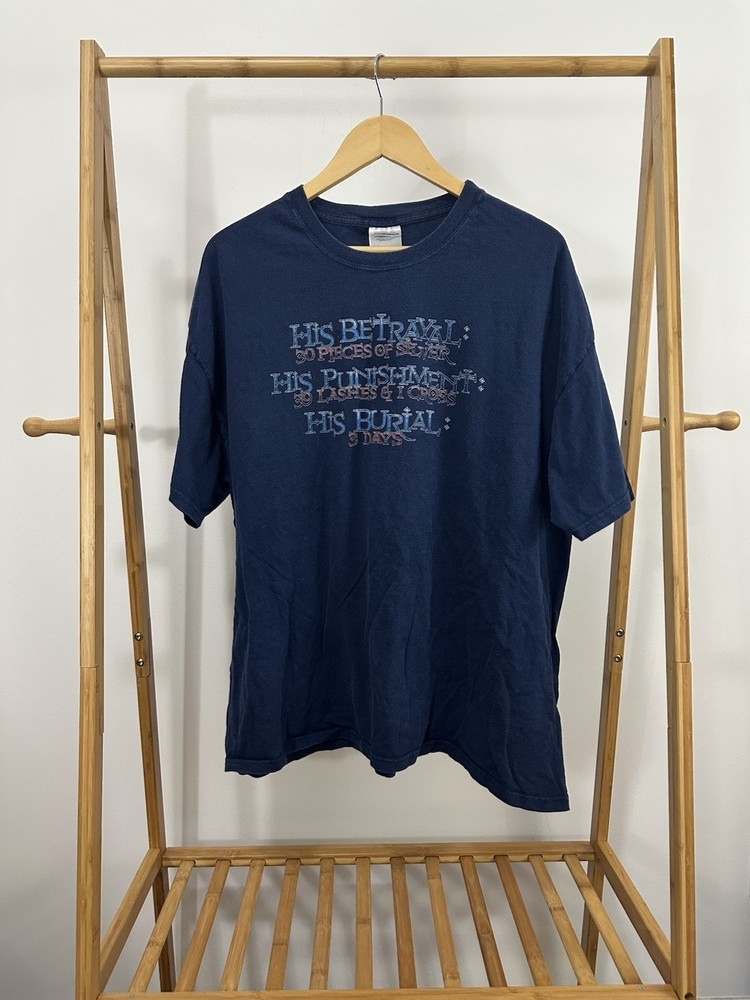 VTG His Betrayal Punishment Burial Blood Priceless Christian Jesus Cross T-Shirt