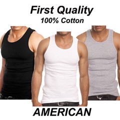 3 or 6 Men 100% Cotton Tank Top A-Shirt Wife Beater Undershirt Ribbed Muscle Tee