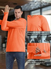 UPF 50+ Men’s Sun Block Hoodie Long Sleeve UV Shirts Quick Dry Performance Tops