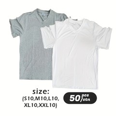 50 Pack V-Neck Sublimation Blanks T-Shirts Mixed Sizes White Grey Polyester