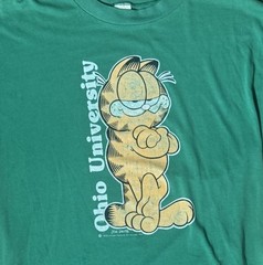 vintage 70s Ohio University Garfield shirt – XL OU Bobcats velva sheen Jim Davis