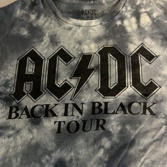 AC/DC Back In Black Tour 1980 Tie Dye Band T-Shirt Mens Rock Graphic Tee Size L