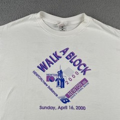 Vtg FOTL XL Shirt Walk A Block New Balance Newton Massachusetts April 16 2000