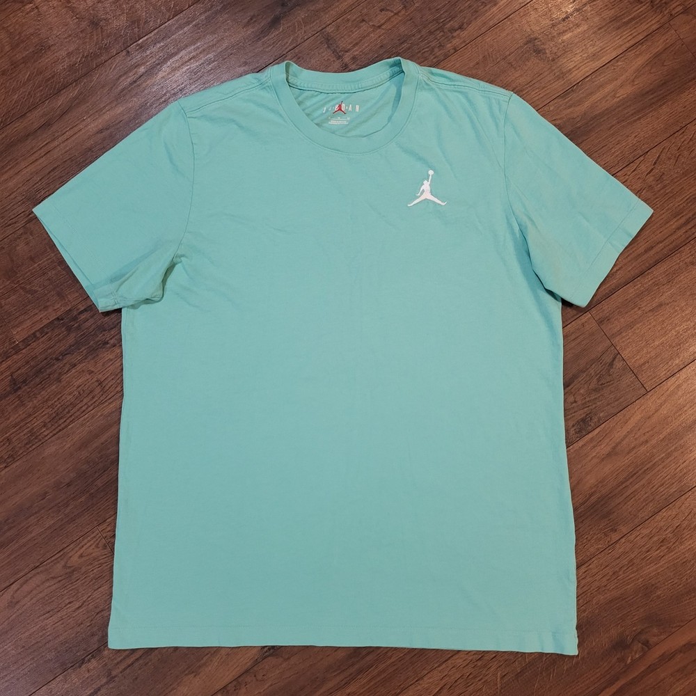 Jordan Jumpman Blank T Shirt Mens XL Emerald Rise Green White Logo Short Sleeve