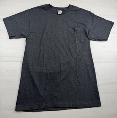 Vtg Hanes Blank Pocket T Shirt Gray Single Stitch Casual 90s Cotton Poly Blend M