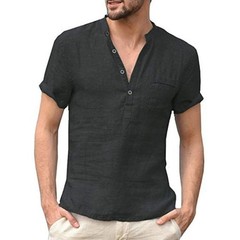Summer New Men’s Short-Sleeved T-shirt Cotton and Linen Led Casual Men’s T-shirt