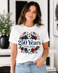 Comfort Colors Boho Floral American Flag Shirt 250th Anniversary 4thOf July Gift