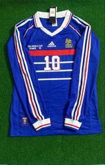 France Zidane #10 World Cup 1998 Blue Soccer Home Jersey Long Sleeve