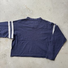 Vintage Russell Athletic Jersey Shirt Size Medium Blue Cropped V Neck Striped